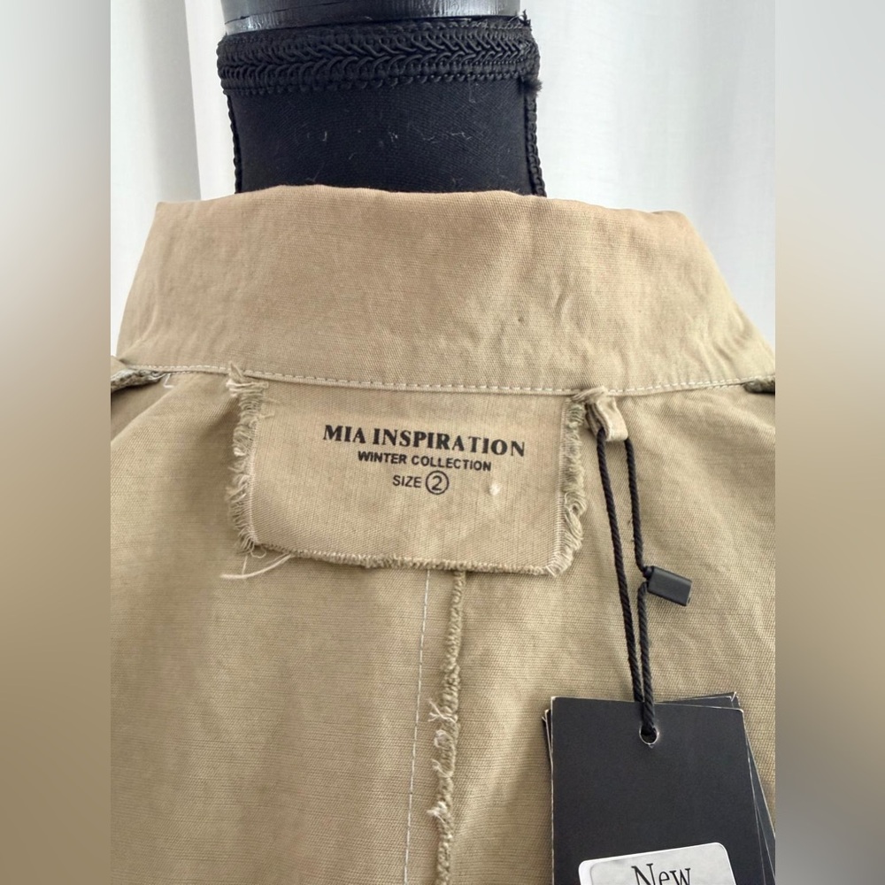 Olive Green Women's Double-Breasted Pea Coat - Picture 5 of 11